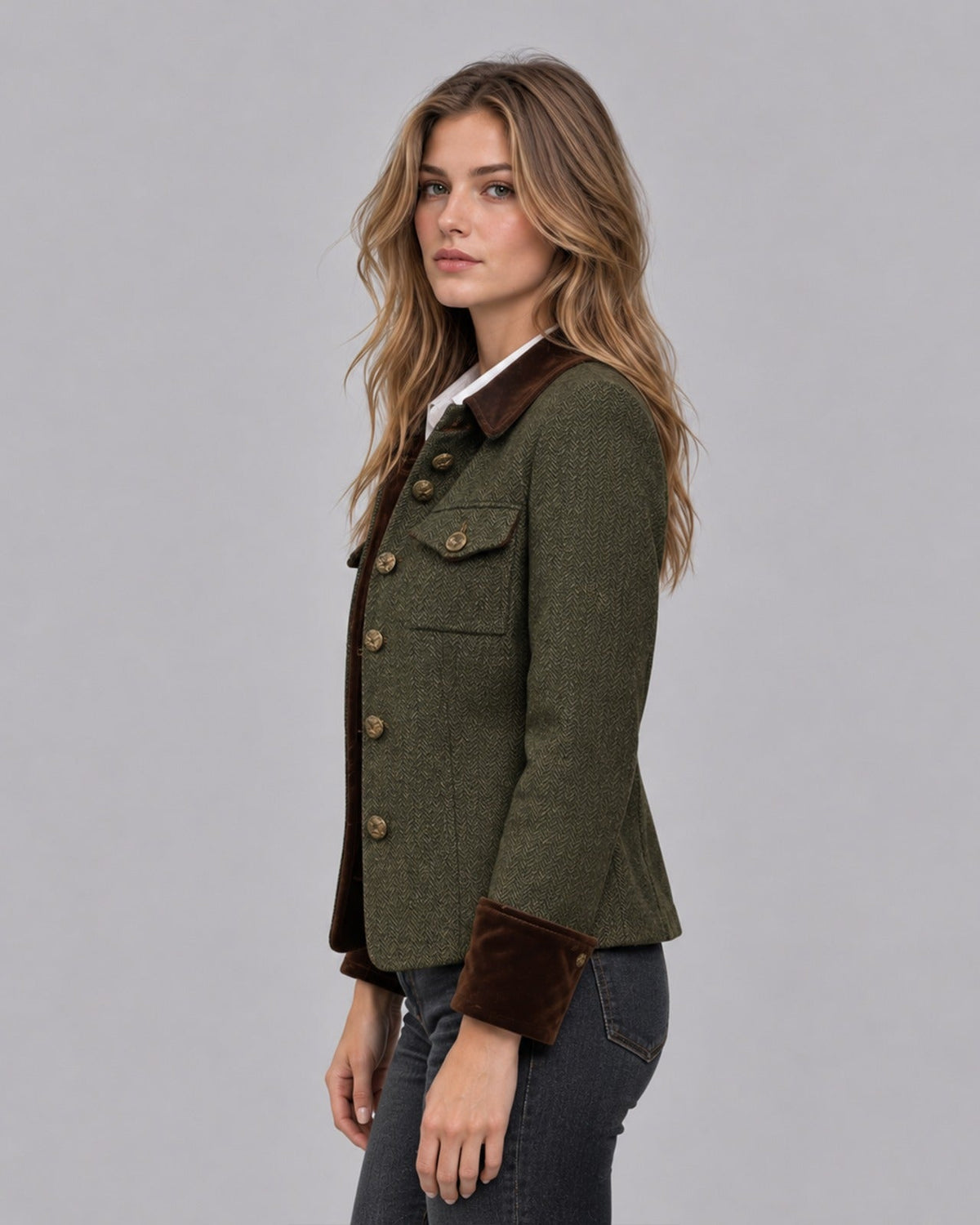 Women's Herringbone Tweed Quilted Jacket 3