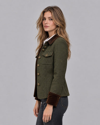 Women's Herringbone Tweed Quilted Jacket 3