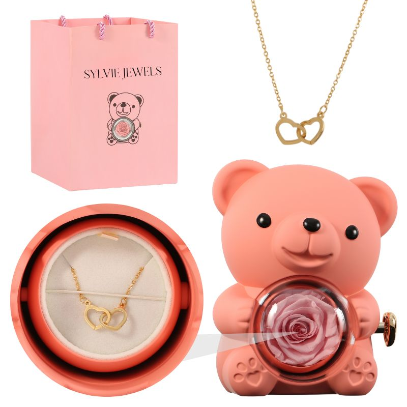 Forever Rose Bear - Pink with Preserved Rose